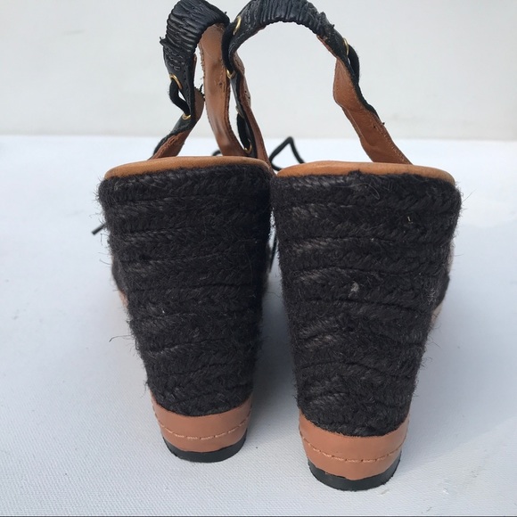 HUNTER boot wedge Sandals shoes 8 1/2 tie peep toe - Picture 8 of 8